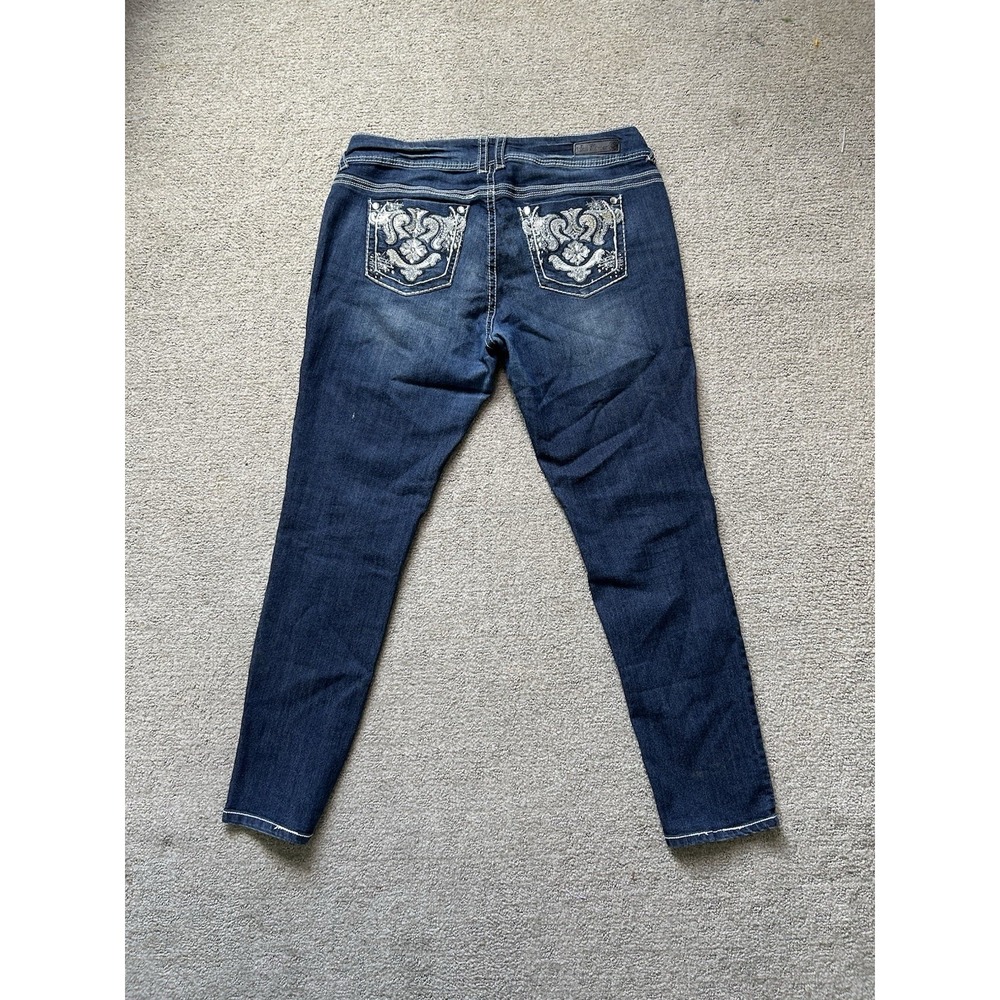 WallFlower Y2K Jeans Womens 17 Dark Blue Straight Sequin Pockets Plus Size Denim